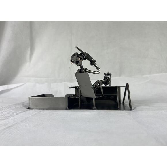 Hinz & Kunst Design Welded Metal Art Writing Desk Sculpture Nuts Bolts Work Book - Picture 12 of 15